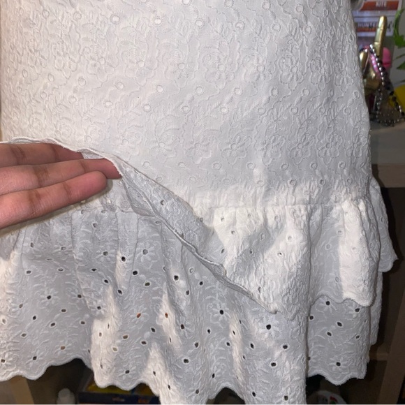 Zara 90s vintage girly whimsical white lace tiered eyelet mini skirt w/ ruffles - Picture 4 of 9